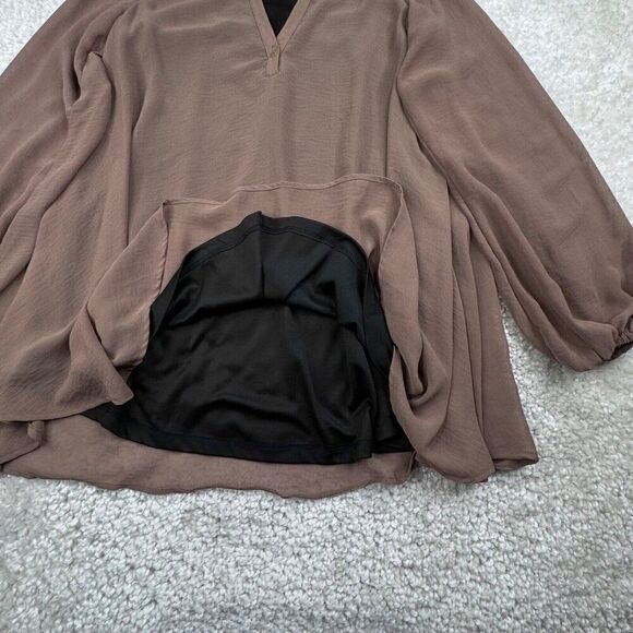 Show Me Your Mumu V Neck Tunic Blouse Brown - Picture 4 of 6